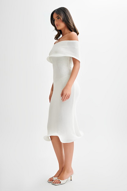 Molly Off Shoulder Midi Dress - Ivory